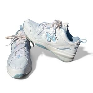 New Balance‎ 608 Women 9 B WX608W White Blue Non-marking Running Shoes Sneakers